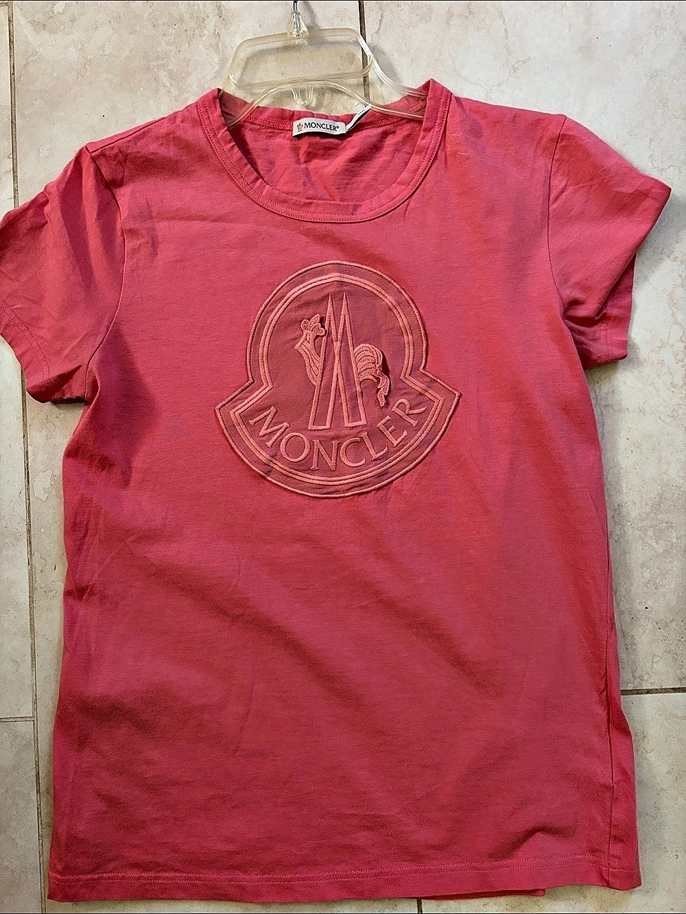 Moncler Logo Short Sleeve Tee in Pink